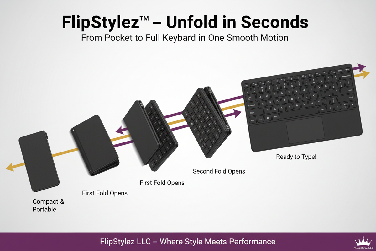 3-Fold Keyboard Dynamic Clean White Motion Sequence Unfold in Seconds FlipStylez