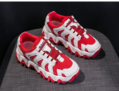 Urban teen Red retro design on white no tying sports shoe