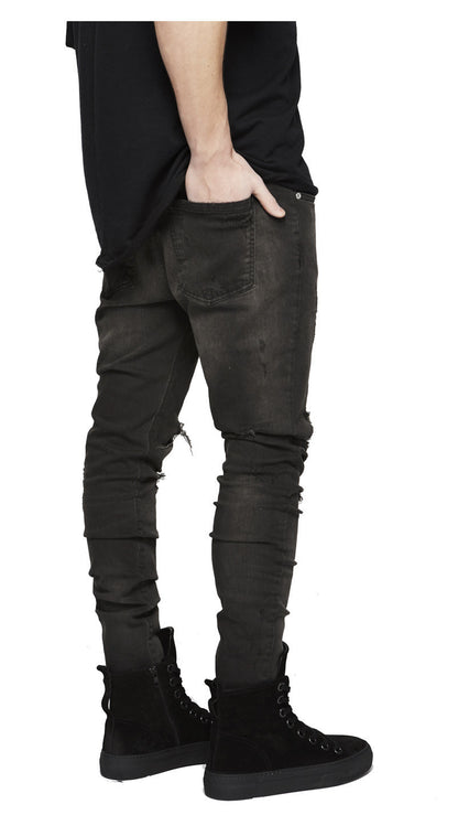 Street men's knee-skinned jeans