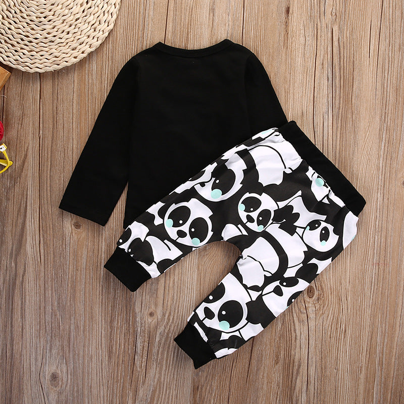 Letter Arrow T-shirt Panda Pants 2-Piece Set