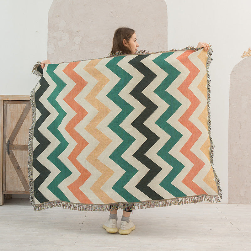 Geometric Double-sided Knitted Sofa Blanket