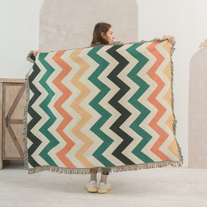 Geometric Double-sided Knitted Sofa Blanket