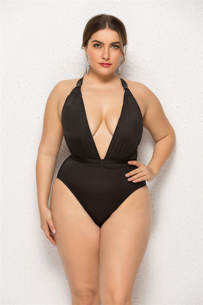 New Black Plus Size One-piece Swimsuit for women