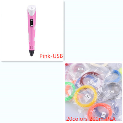 3D print pen 3D pen two generation graffiti 3D stereoscopic paintbrush children puzzle painting toys