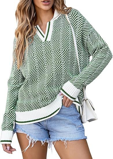 Knitted Pullover Lapel Women's Clothing