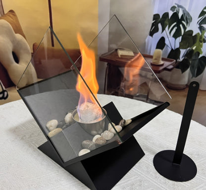 Desktop Alcohol Fireplace Real Fire Portable Viewing Heating Rhombus