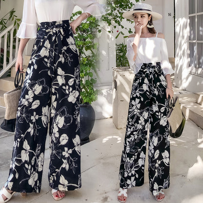 Large size bohemian wide-leg pants seaside beach pants trousers travel wear