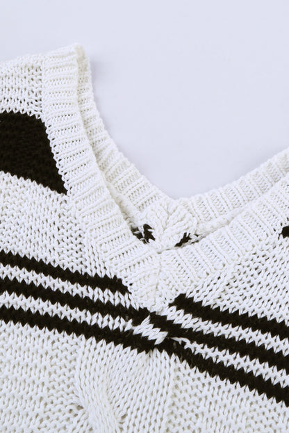 Dark Gray Bubblegum V-Neck Braided Knit Sweater