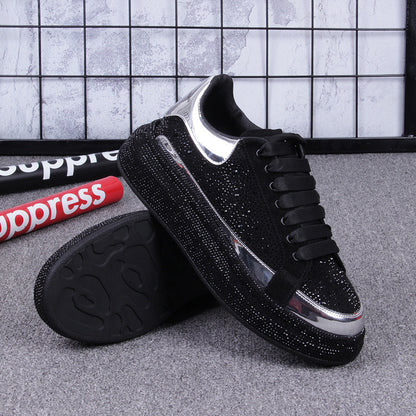 Elevated Casual Glossy Thick Soled Hot Diamond Men's Shoes