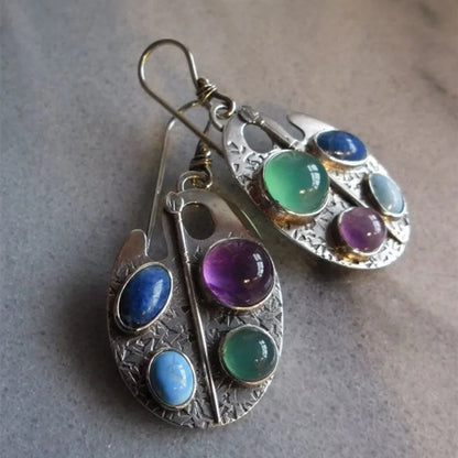 Bohemian New Personalized Multicolor Gemstone Earrings Alloy Earring