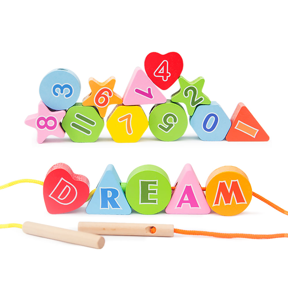 Boys building block children's toys with beech