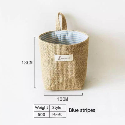 Wall-mounted Desktop Sundries Jute Storage Bag Bathroom S