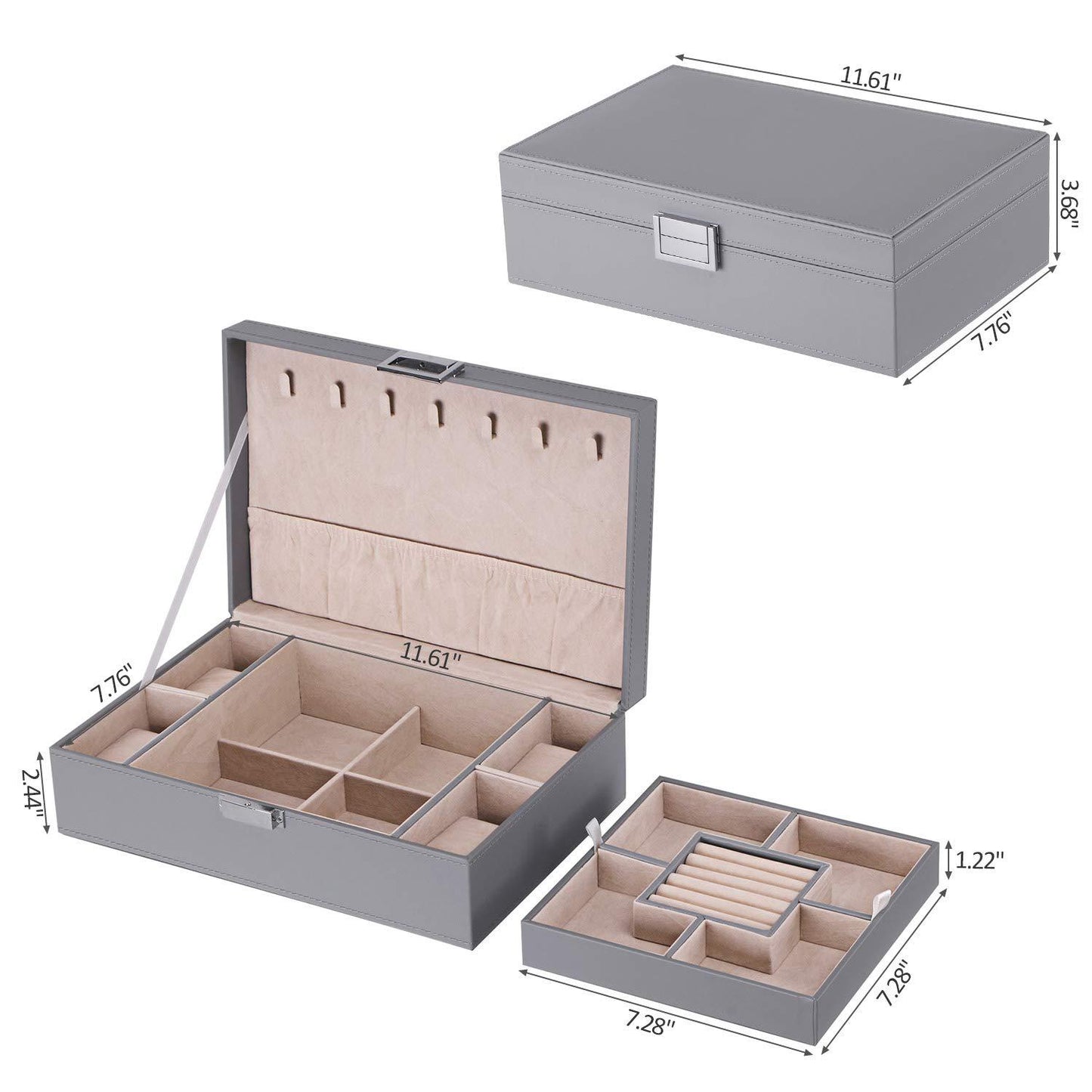 Storage Box With 4 Compartments Detachable Combination Tray Jewelry Storage Gift Box