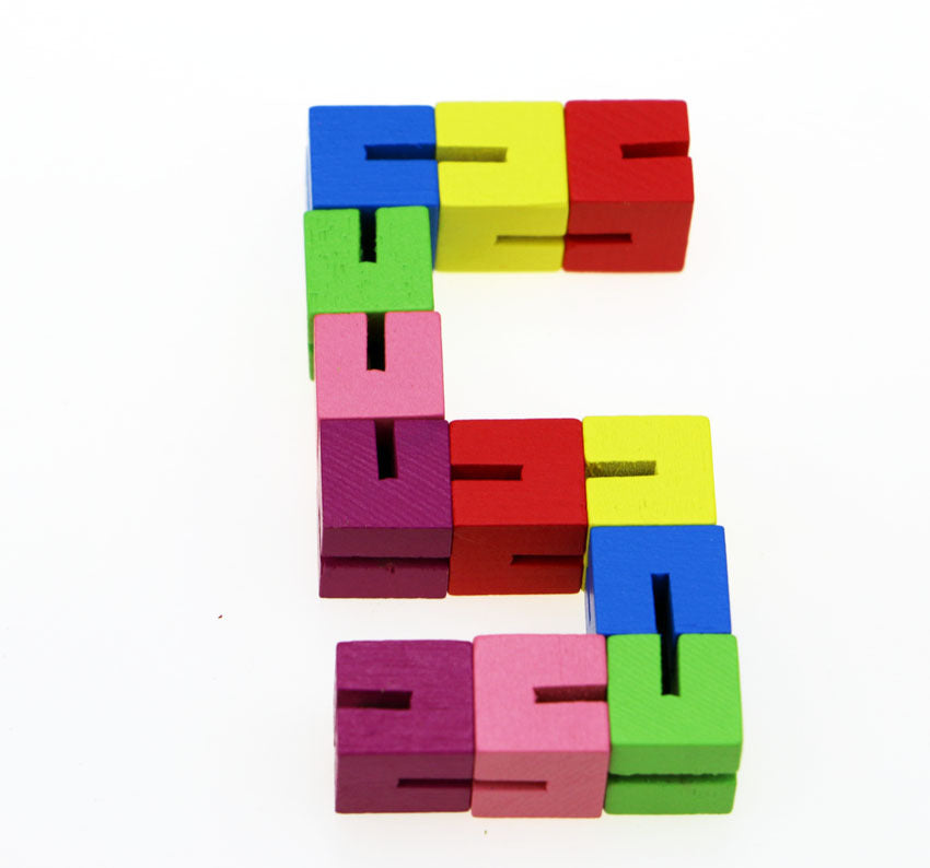 Mini Small Cube String Wooden Building Block Educational Toy