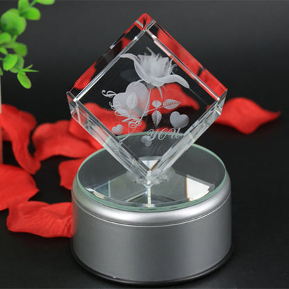 3D Crystal Inner Carved Rose Ornaments