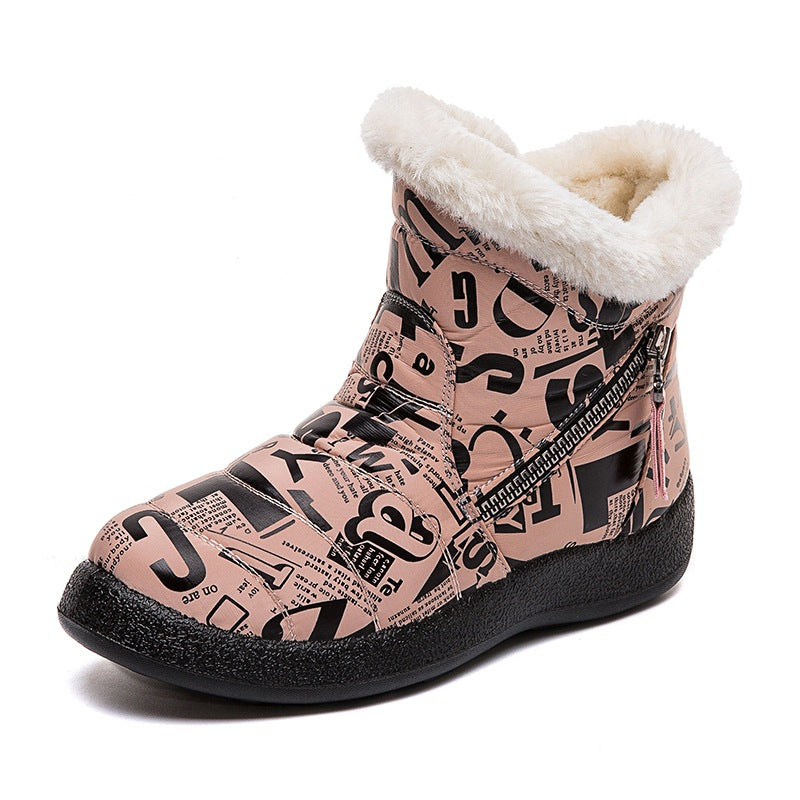 Plus-size short barrel double zipper lady ankle boot