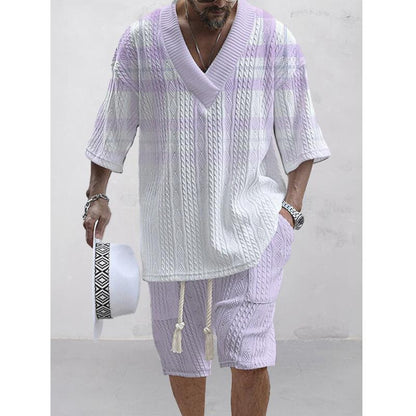 Casual Printing Suit Men's Summer Loose Short Sleeve T-shirt Shorts Set