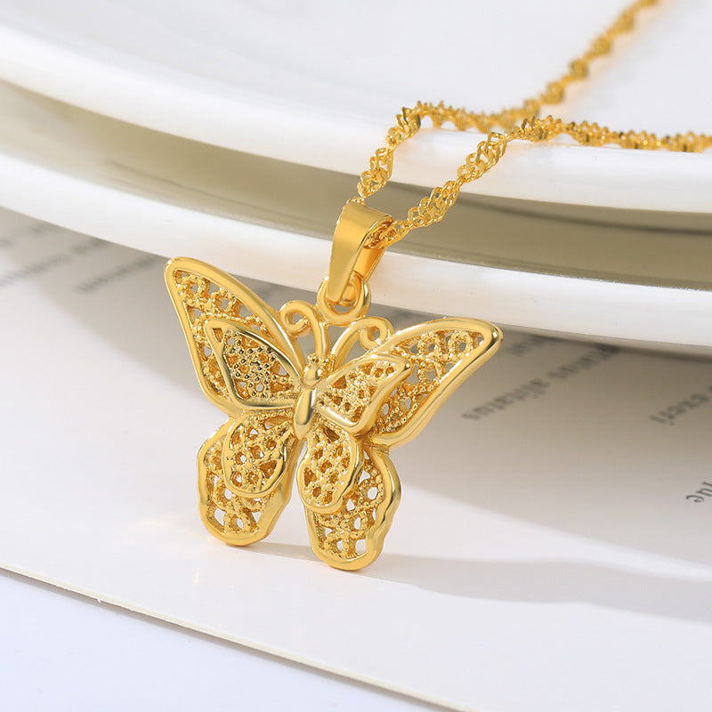 Gold Cutout Butterfly Necklace