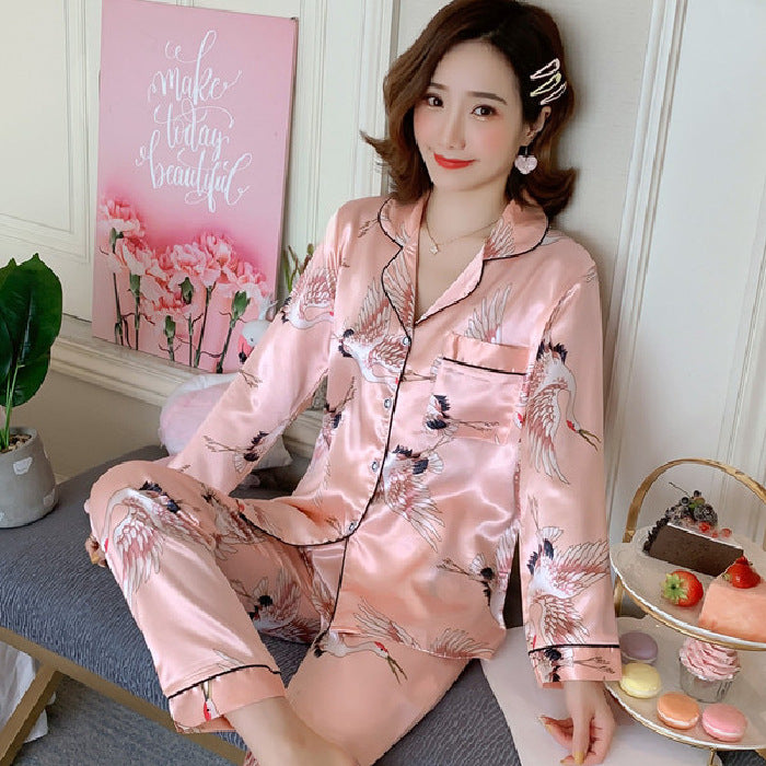 Plus Size Cardigan Lapel Ladies Pajamas Homewear