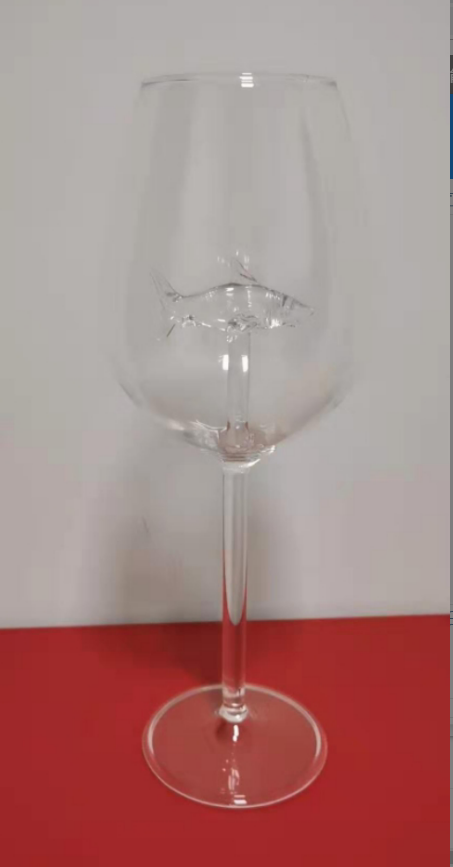 Red Wine Glasses with Shark Inside Goblet Glass Lead-Free Clear Glass for Home Bar Party HFing