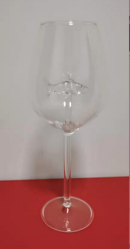 Red Wine Glasses with Shark Inside Goblet Glass Lead-Free Clear Glass for Home Bar Party HFing