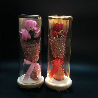 Permanent Flower Cylinder Cork Glass Vase Wish Dry Flower Diy Vase Desktop Decoration