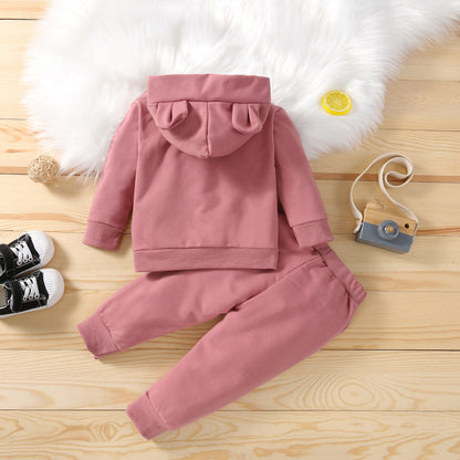 Spring And Autumn Children's Suit Hooded Two-piece Large Pocket