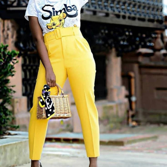 Sexy plus size high waist wearing trousers