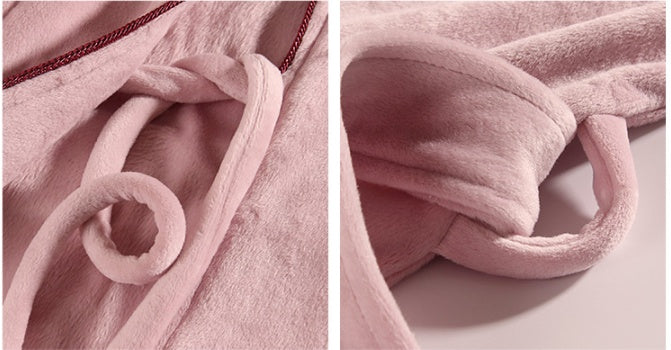 Burgundy island velvet fabric winter unisex flannel robe for men & women