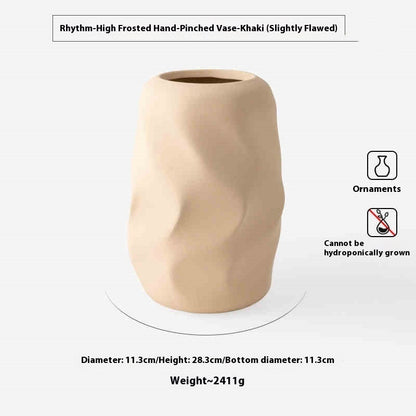 Frosted Ceramic Decoration Green Plant Dried Flower Vase Slightly Flaw