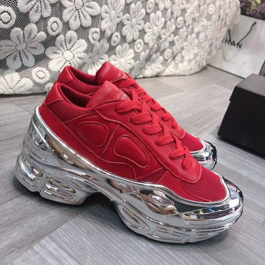 New Cool Red on Shiny Silver Shoes for Women