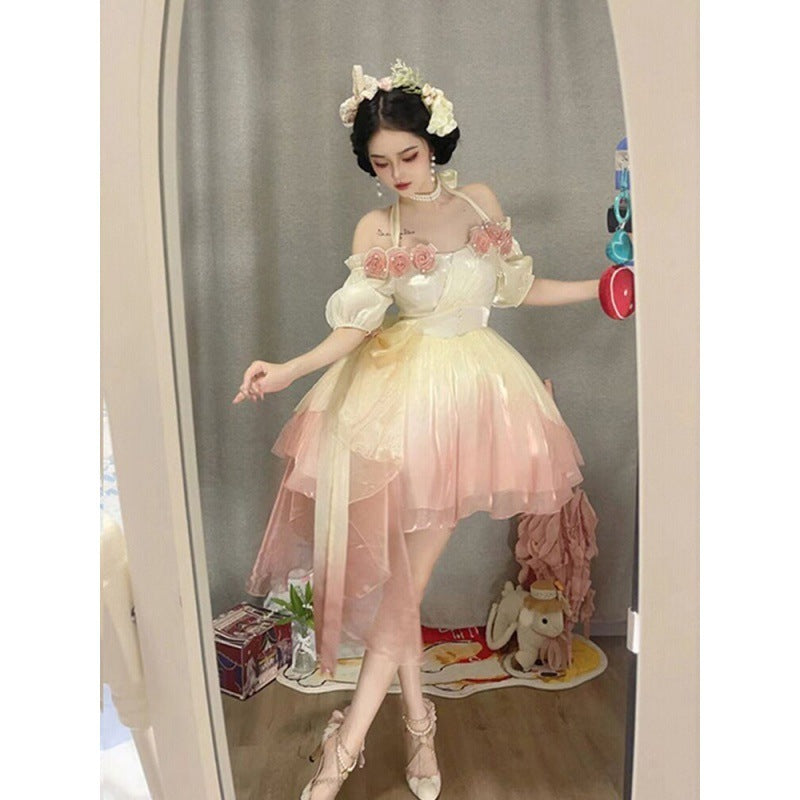 Sweet Girl Mermaid Color Three-dimensional Flower Lolita Dress