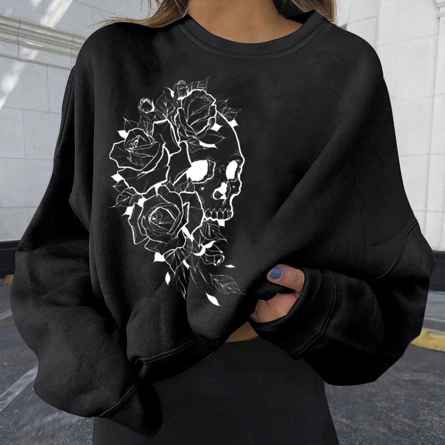 Women's Personality Print Fashion Sweatshirt Loose Plus Size
