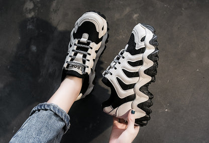 Urban teen Red retro design on white no tying sports shoe