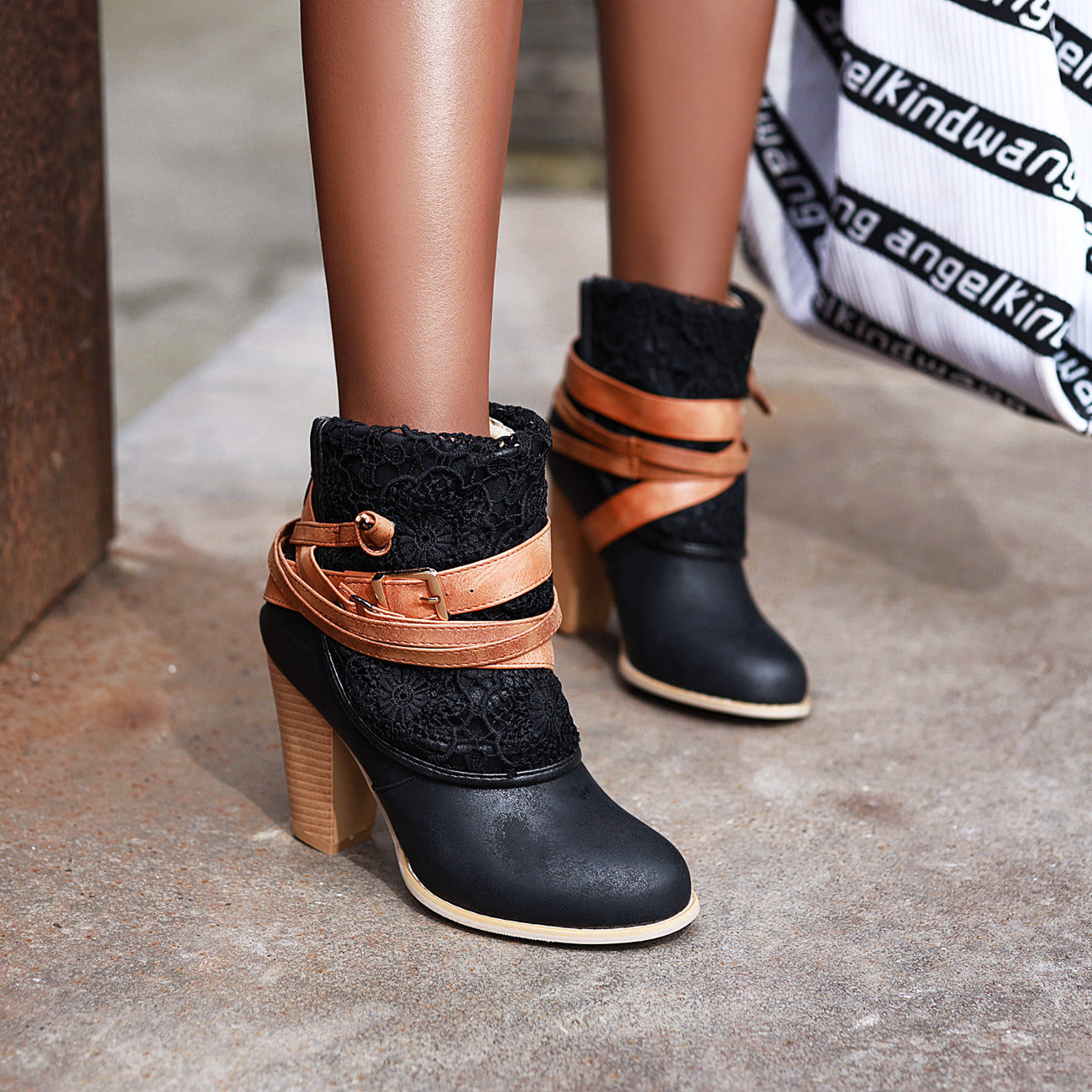 Thick Heel Large Size Simple Women's Shoes With Belt Buckle Boots For Children