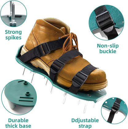 Lawn Aerator Shoes, Metal Spike Sandals For Aerating Lawn Soil, One-Size-Fits-All, Pre-Assembled Grass Aerator Tools For Yard Lawn