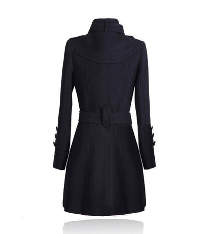 Korean Style Slim Waist Plus Size Woolen Mid-length Woolen Coat