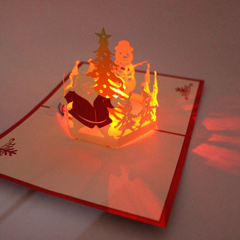3D light paper cut greeting card