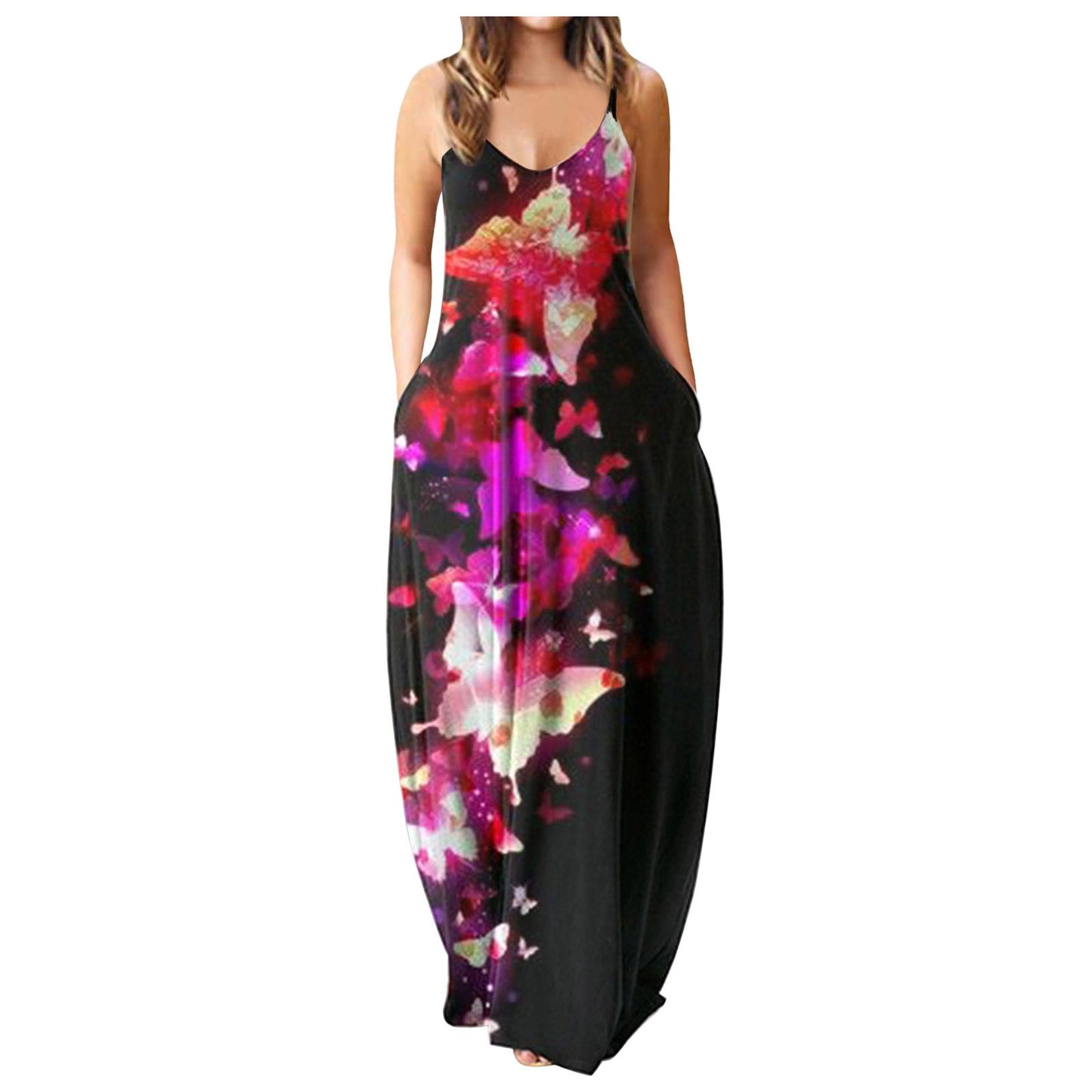 Casual Print Plus Size Sling Long Dress