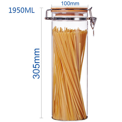 Stainless Steel Buckle Glass Sealed Storage Tank Transparent Kitchen Candy Snack Jar Round Glass Jars and Lids Cereal Dispenser