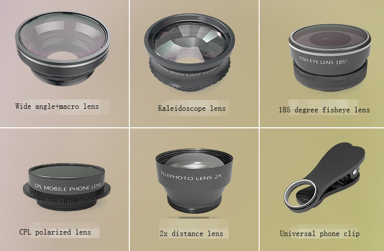 New mobile lens photography special effect lens suit MX-606 kaleidoscope fish eye wide angle polarizing lens