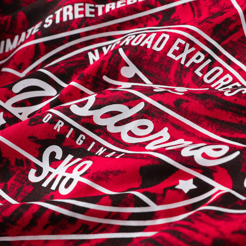 NEW LARGE plus size red CREATIVE ALL OVER  PRINT DESIGN T-shirt FOR MEN