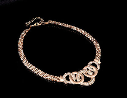 Necklace Earrings Bracelet Ring Jewelry Set European and American Plated 18K Jewelry Four-piece Set