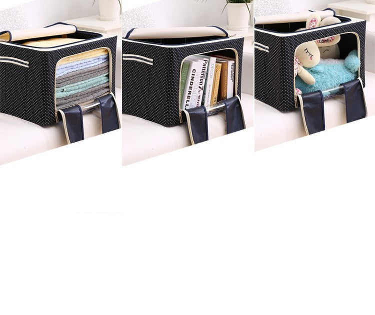 Steel Frame Storage Box Oxford Cloth Sorting Box Quilt Storage Box Folding Wardrobe Cloth Art Extra Large Storage Bag with Cover