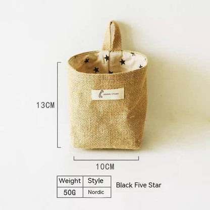Wall-mounted Desktop Sundries Jute Storage Bag Bathroom S