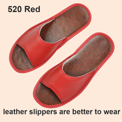 Widened Plus Size Leather Slippers