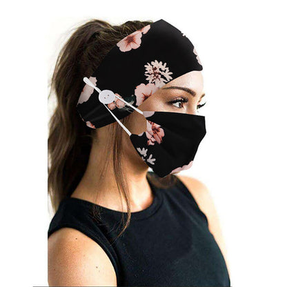 Button headband mask headscarf hair accessory 2-piece set