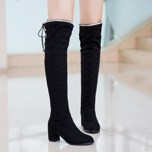 Thick-heeled Mid-heel Stretch Over-the-knee Women's Boots