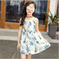 Summer Korean version of the big children's cotton silk dress girl floral dress skirt skirt children's beach skirt