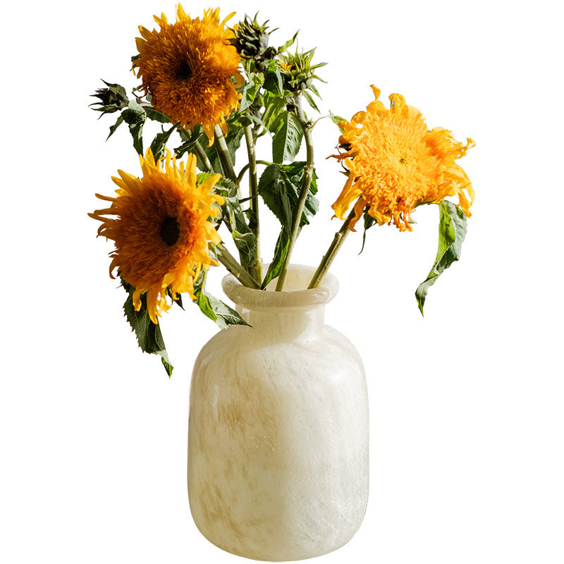 Frosted Matte Light Luxury Glass Large Vase